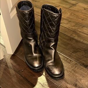 Aquatalia Bronze Leather Combat Boots